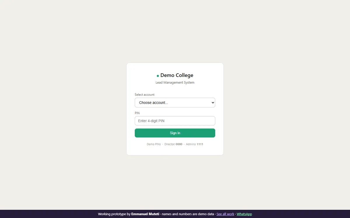 College Admissions Lead System